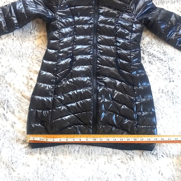 Black wet look Down coat - Picture 6 of 11